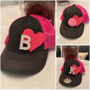 NWT! Girls INITIAL Pink Heart Patch Cap (Youth)